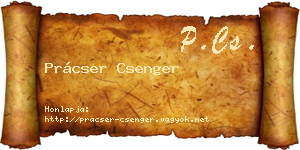 Prácser Csenger névjegykártya